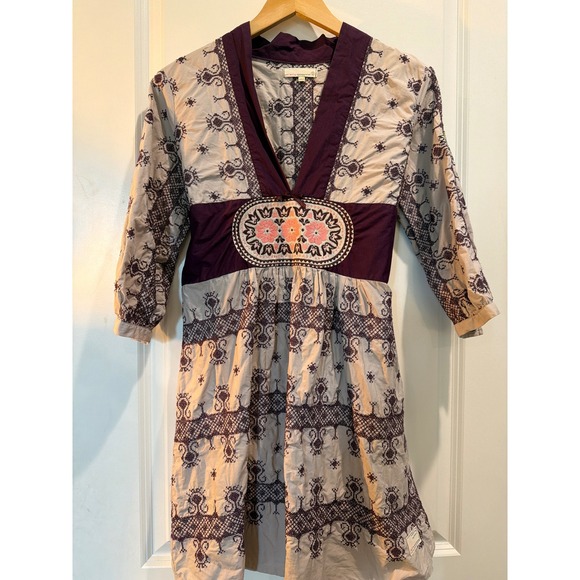 Odd Molly Dresses & Skirts - Odd Molly Anthropologie Purple Embroidered Cotton Tunic Dress Boho Women Size 2